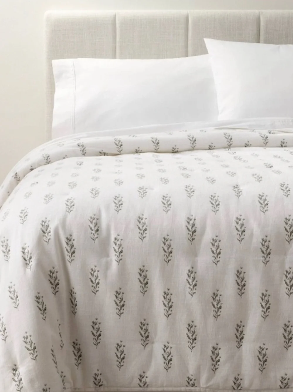 King Lofty Cotton Slub Wood Block Floral Quilt White - Threshold™ Studio McGee